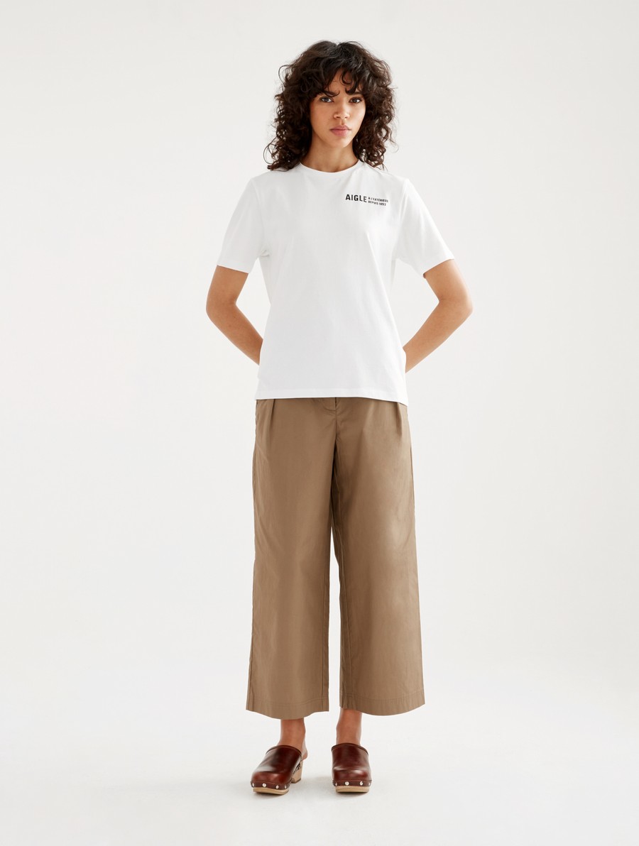 Aigle Organic Katoenen Crew Neck T-shirts Dames Wit | WM060