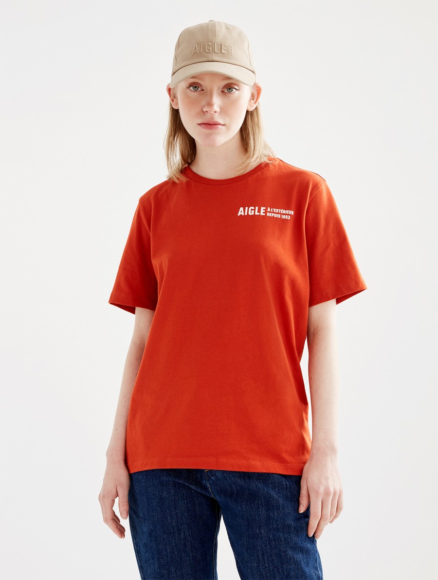 Aigle Organic Katoenen Crew Neck T-shirts Dames Rood | WP208