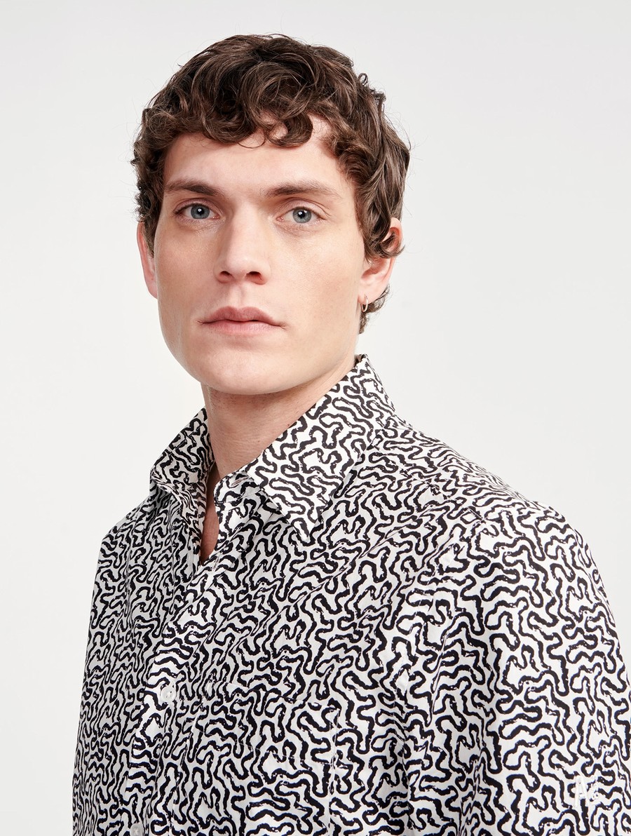 Aigle Poplin Printed Long Sleeve Overhemd Heren Zwart | VF134