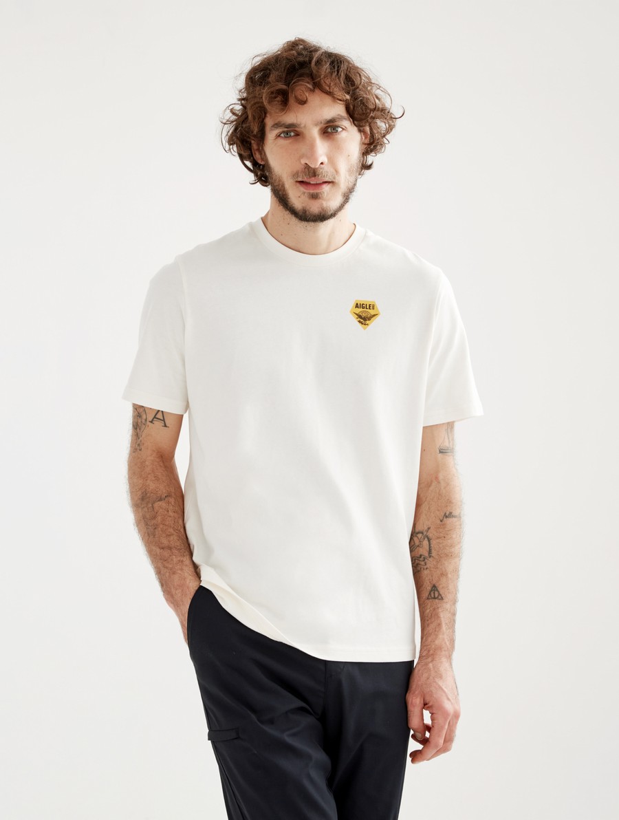 Aigle Printed Crew Neck T-shirts Heren Wit | CR191