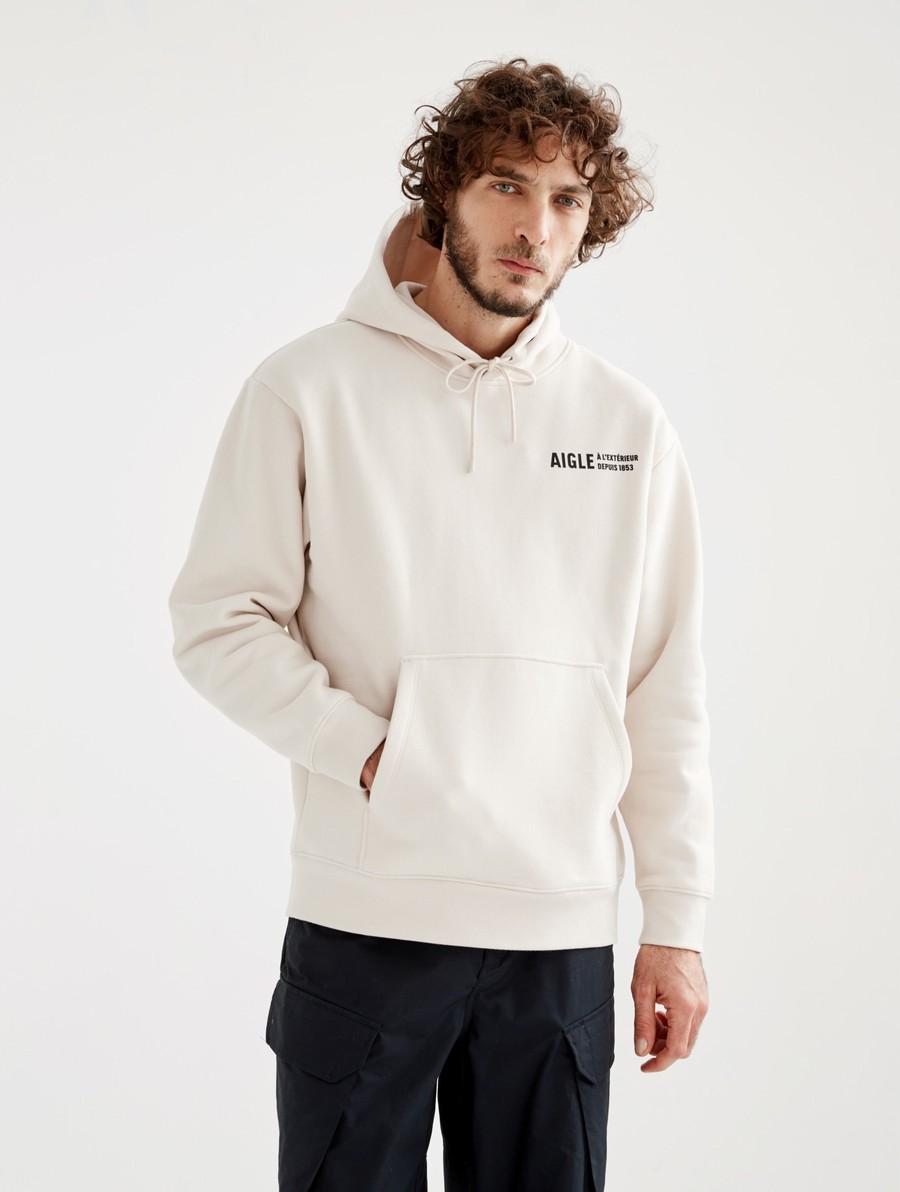 Aigle Printed Met Capuchon Sweatshirt Heren Wit | TM668