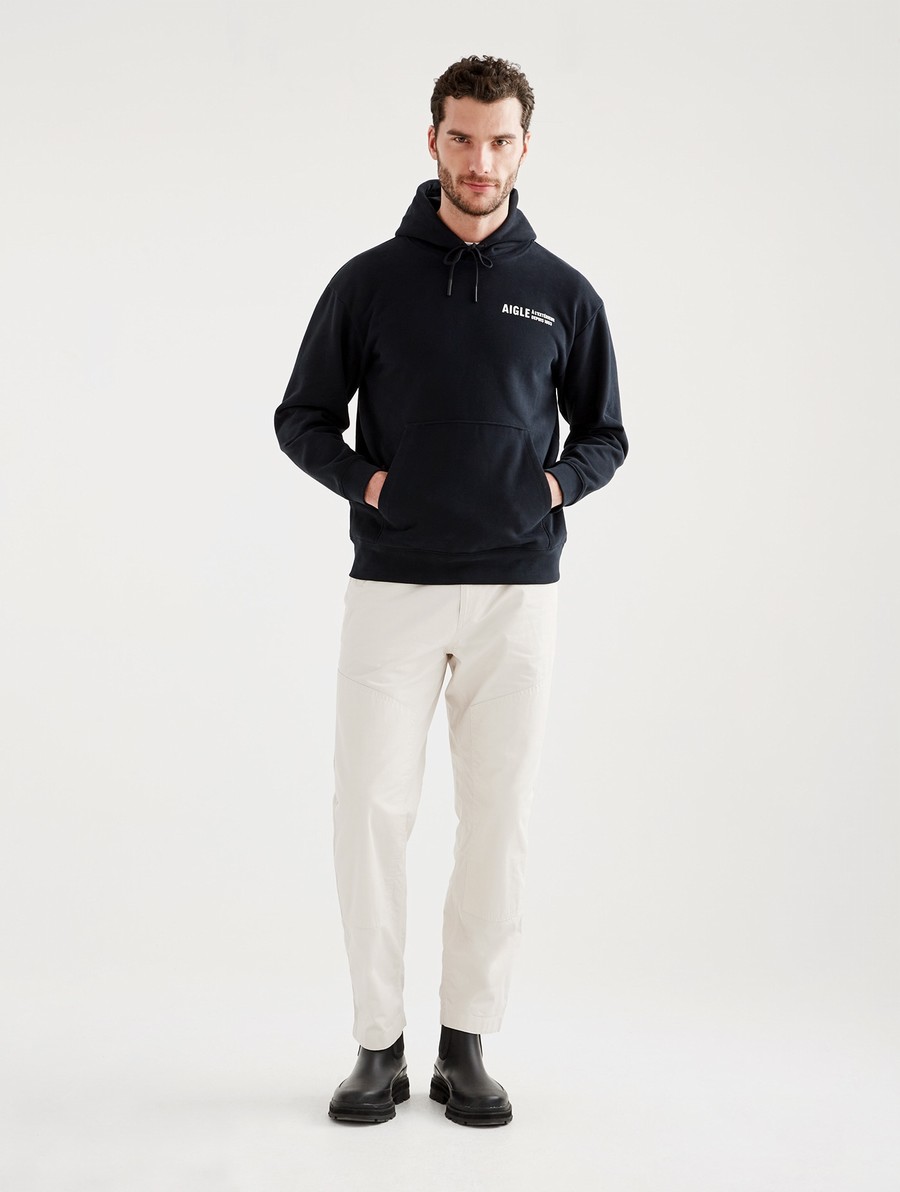 Aigle Printed Met Capuchon Sweatshirt Heren Zwart | UF291