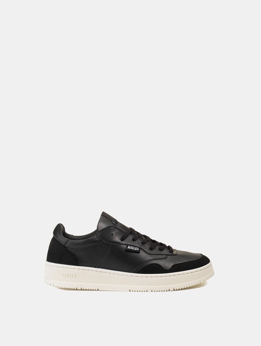 Aigle The Sustainable Leren Sneakers Heren Zwart | FQ090